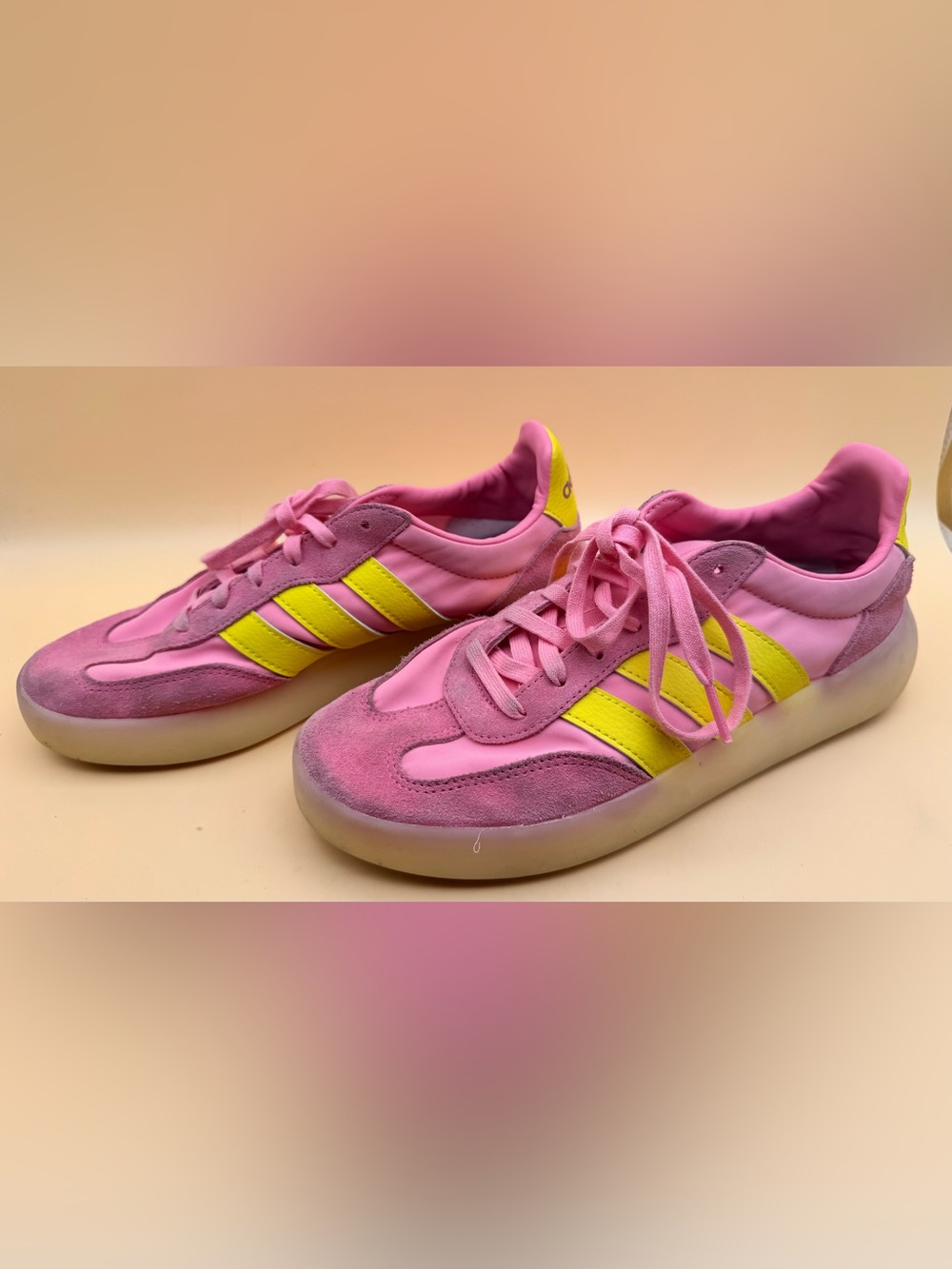 adidas Pink and Yellow Retro-Style Sneakers